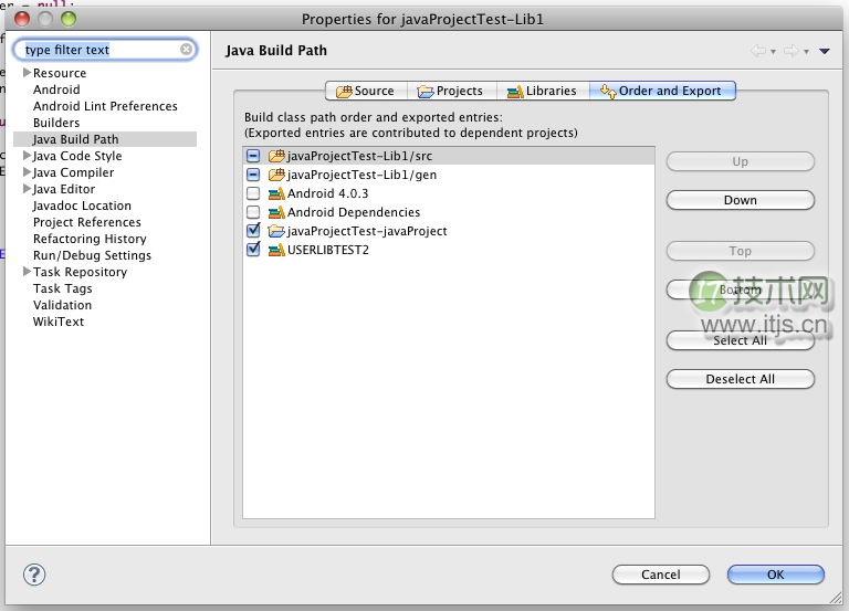 Mark references as exported in Eclipse