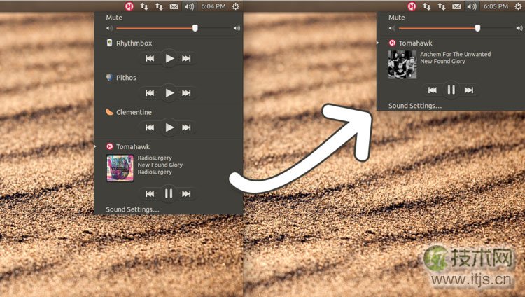 Ubuntu系统中的声音菜单怎么移除音乐播放器？