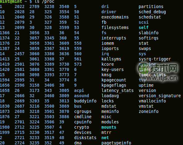 output of 'ls /proc'