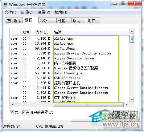 Windows 7判断进程中哪些是系统进程的方法